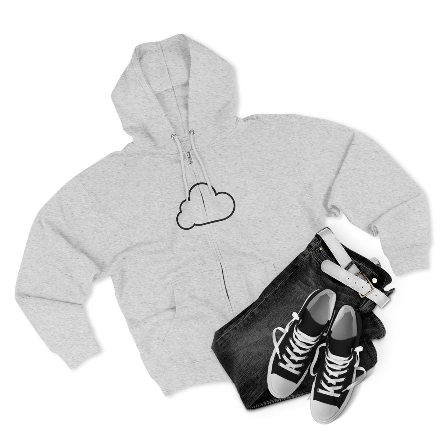 Unisex Zip Hoodie with Cloud and 'True Self' Design