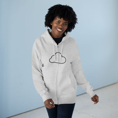 Unisex Zip Hoodie with Cloud and 'True Self' Design